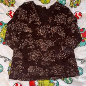 East 5th Chocolate Floral Top